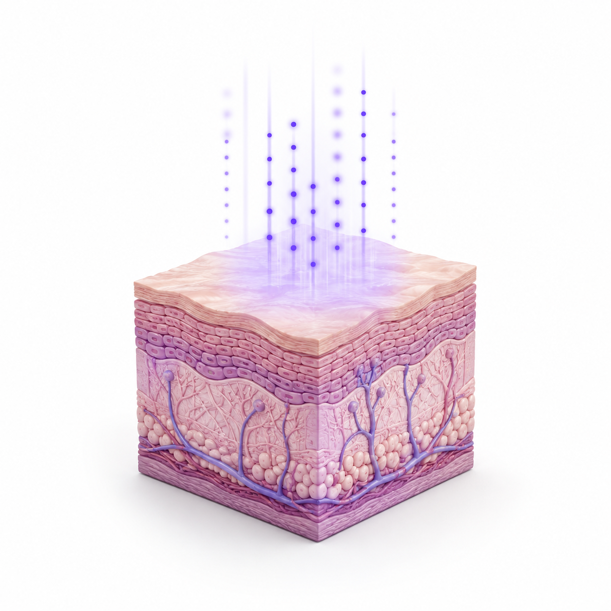 Futuristic 3D skin scan block representing virtual skin biopsy
